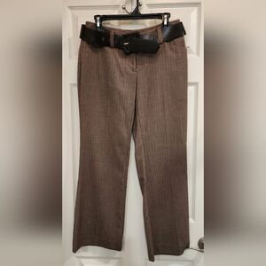 Brown Pinstripe Pants with Brown Belt